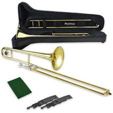 Student Bb Trombone - Yellow-Brass Lacquer, Hard Case & Mouthpiece - Montreux