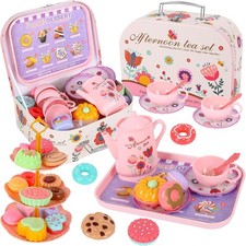 Tin Tea Set Kids Children Role