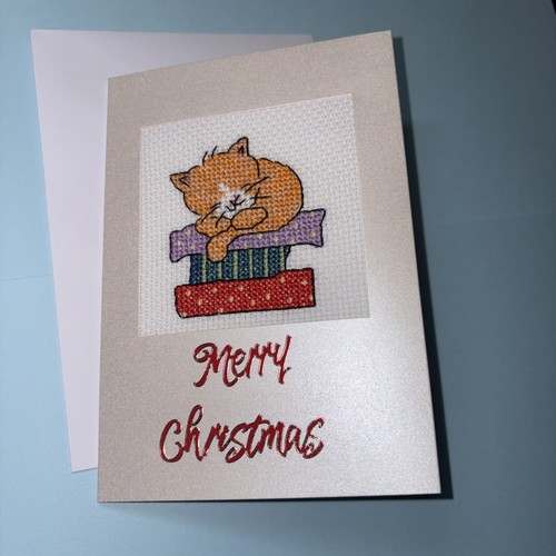 Christmas card cat fell - ,