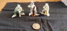 Vintage Retro Bone China Frog Musicians  Band Of 3 Figurines