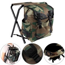 2in1 Oxford Fishing Tackle Backpack Bag Camping Foldable Stool Seat Chair Set