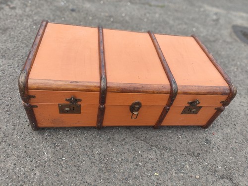 Antique vintage trunk orange - antique,