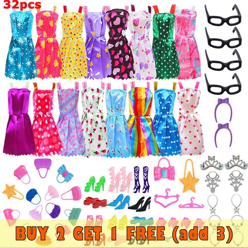 32pcs barbie doll - barbie, clothes