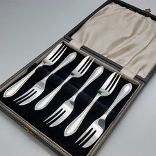 Cased Pastry Cake Forks Silver Plated EPNS Vintage
