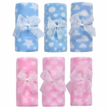 Baby Soft Fleece Blanket Blue Pink Pram Crib Moses Basket Newborn Wrap