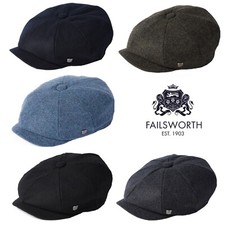 Failsworth Alfie Melton Wool Bakerboy Newsboy Cap Black/Grey/Navy/Merlot