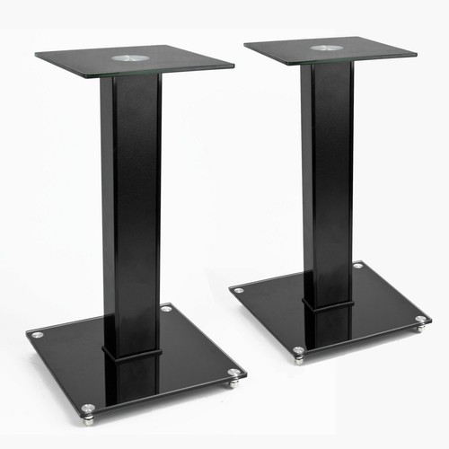 Speaker stands black glass - black,