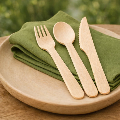150 pcs wooden cutlery set - pcs,