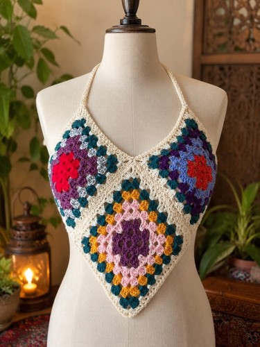 Crochet halterneck top hippie - halterneck,