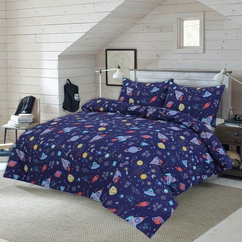 Space printed duvet cover with - printed,
