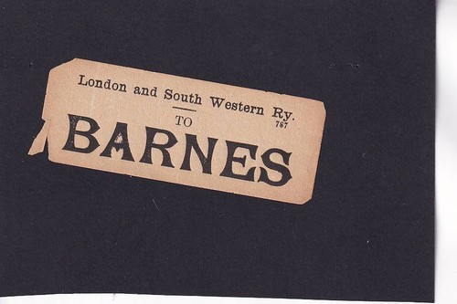Barnes railway luggage label - barnes,