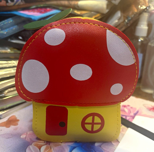 Mushroom house zip around bag - mushroom,