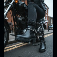 Women’s Black Mid-Calf Biker