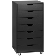 7 Drawer Vertical Filing Cabinet Mobile Office Storage Wheels Home Study