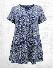 Ex Seasalt Women’s Short Sleeve Riso Top in Leaf Sketch Martime