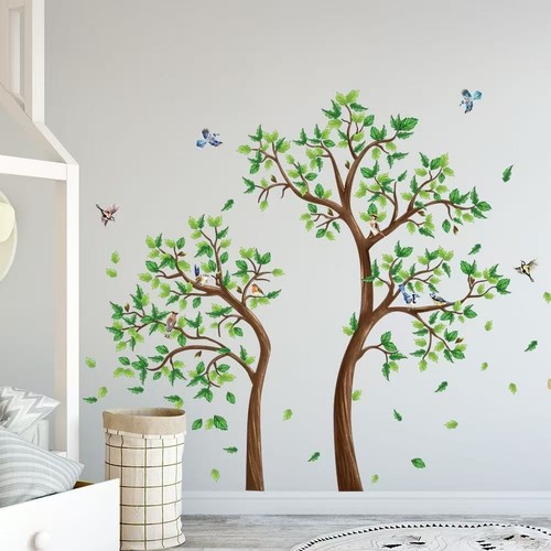 Green tree leaves wall - green,
