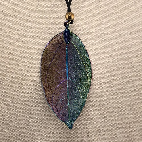 Leaf pendant necklace rainbow - pendant,