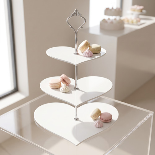 Tier heart shaped acrylic - 3-tier, heart-shaped