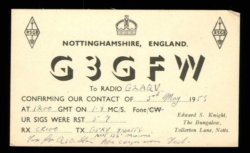 Qsl card radio g3gfw edward - qsl,