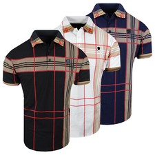 Mens Polo Shirt Plaid Stripe