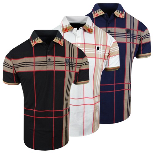 Mens polo shirt - plaid, stripe
