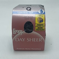 L’eggs Off Black Queen Control Top Sheer Toe Pantyhose Nylons Vintage NEW