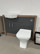 EX DISPLAY 1300MM BATHROOM FITTED FURNITURE SLIMLINE CLOAKROOM / DAVOS OAK / ...