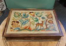 Vintage Art Nouveau  / Jacobean style Biscuit Chocolate Tin. Tapestry Style Tin