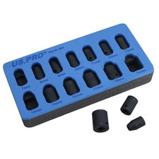3/8in Drive Shallow Stubby Metric Sockets 6 Sided Single Hex 7mm – 19mm 13pc