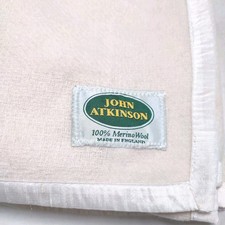 100% Merino Wool Blanket John Atkinson Cream 260cm X 280cm Vintage (2)