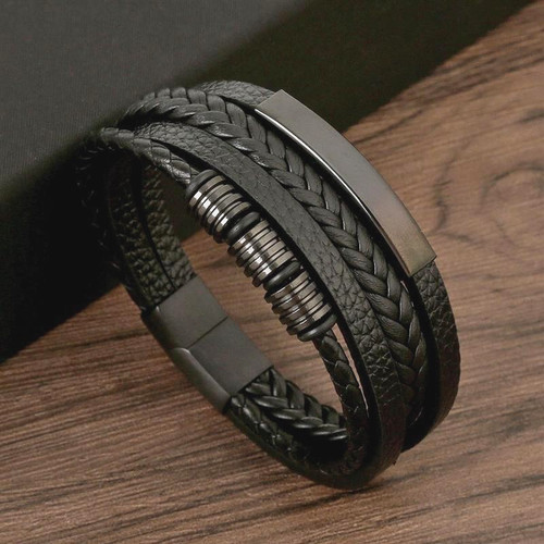 Stylish men leather bracelet - men's,