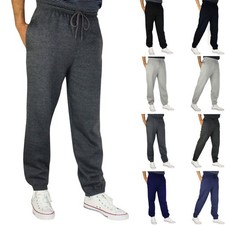 Mens Jogging Pants Tracksuit Bottoms Casual Joggers Zip Pockets Elasticated Hem