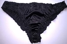 Sexy Black Shimmery Satin Frilly Women's Panties Knickers Sissy CD  34" - 42" +