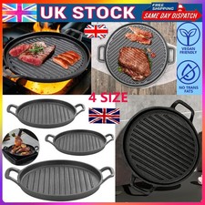 Cast Iron Griddle Hot Plate BBQ Grill Cooking Camping Hob Steak Barbecue Party