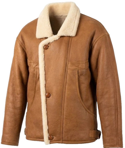 Men brown real sheepskin - real,