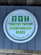 Vintage Silver And Green Timothy Taylor Brewery Beer Tray From The 1980s