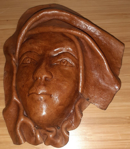All leather sculpture - sculpture, face