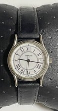 Tiffany & Co. Classic Round Watch Roman Numeral/Date Black Strap W/W02