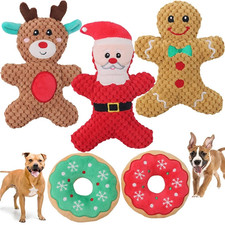 Christmas Stuff Dog Toy Indestructible Pet Puppy Sound Chew Squeaker Squeaky UK