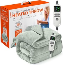 Electric Washable Heated Throw Over Blanket Luxurious Fleece
