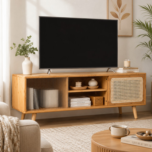 Stand 120cm bamboo cabinet - tv,