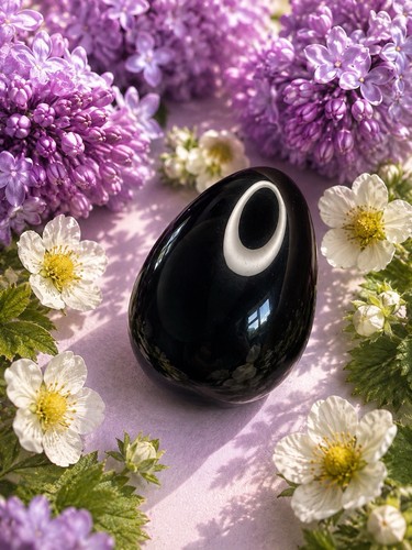 Rainbow purple obsidian - obsidian, egg