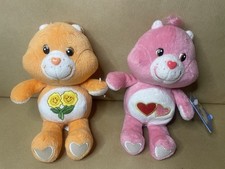 Care Bears Friend Bear & Love A Lot Soft Plush Toys. Vintage 2002/2003 Small 8"