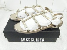 Missguided Dome Stud Gladiator Sandals Strappy Rose Gold Flats Size uk 7 eu 40
