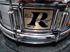 Vintage 1970s Rogers 14x5 Dyna-sonic "Big R" 10 Lug Chrome Over Brass Snare Drum
