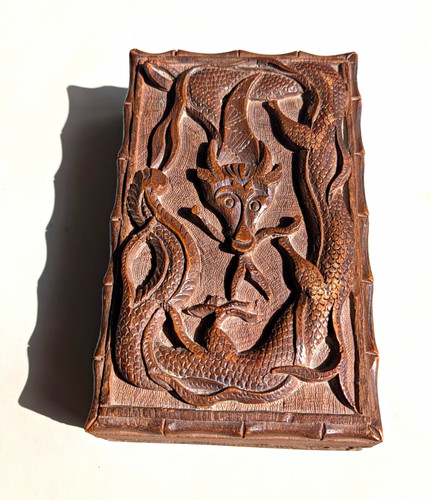 Carved wooden dragon trinket - carved,