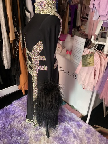 Rhinestone latin dress worn - rhinestone,