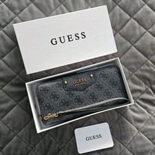 Ladies Womens Designer Genuine Guess Logo Navy Blue Purse Wallet in Gift Box.