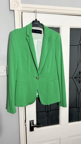 Green zara one button - button, blazer