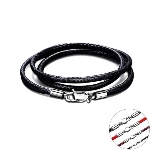 Braided leather necklace - braided,